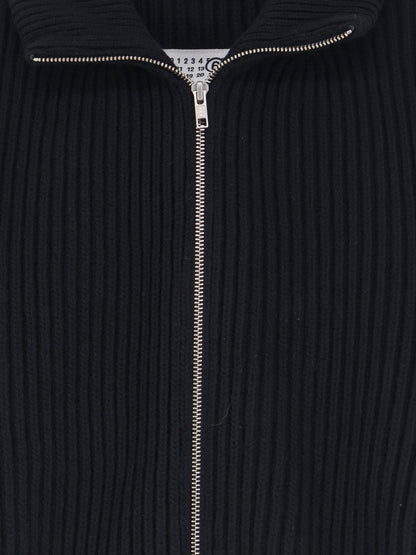 MM6 Maison Margiela Ribbed wool blend cardigan - Black