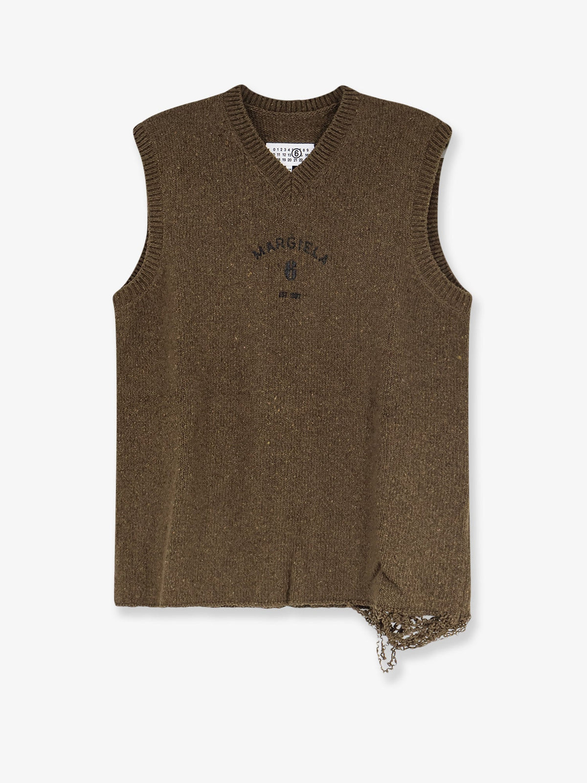 MM6 Maison Margiela Wool blend vest with used effect - Khakiblack