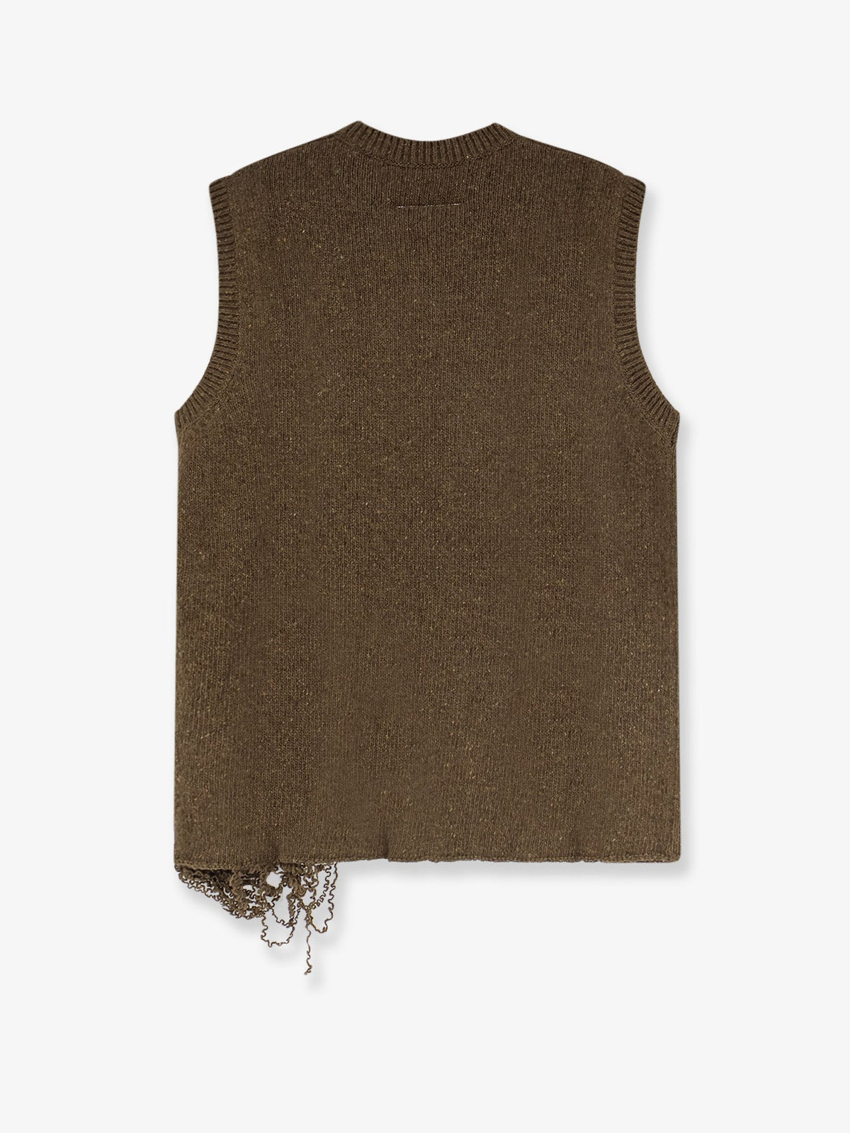 MM6 Maison Margiela Wool blend vest with used effect - Khakiblack