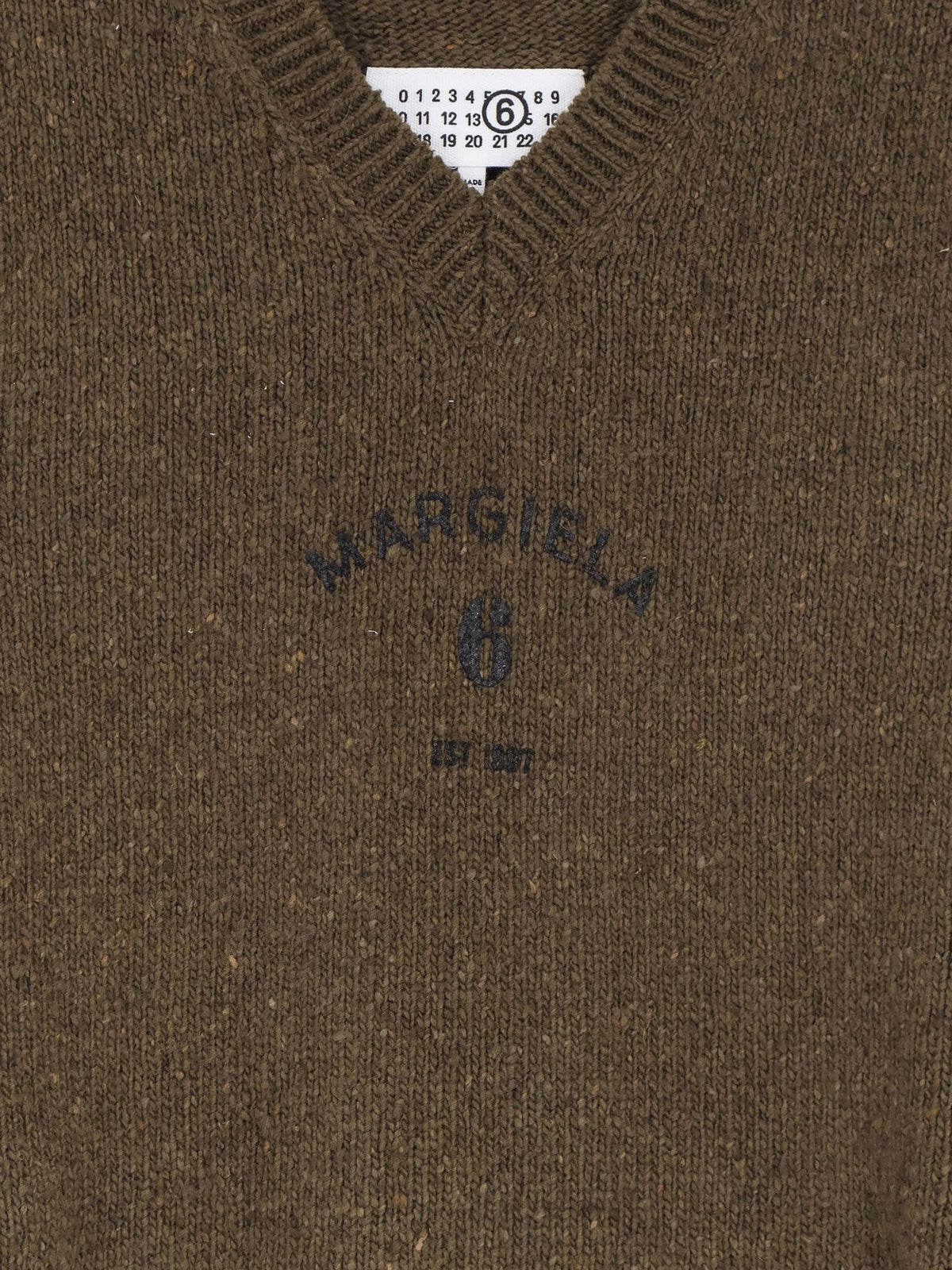 MM6 Maison Margiela Wool blend vest with used effect - Khakiblack