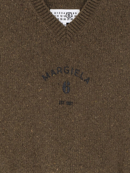 MM6 Maison Margiela Wool blend vest with used effect - Khakiblack
