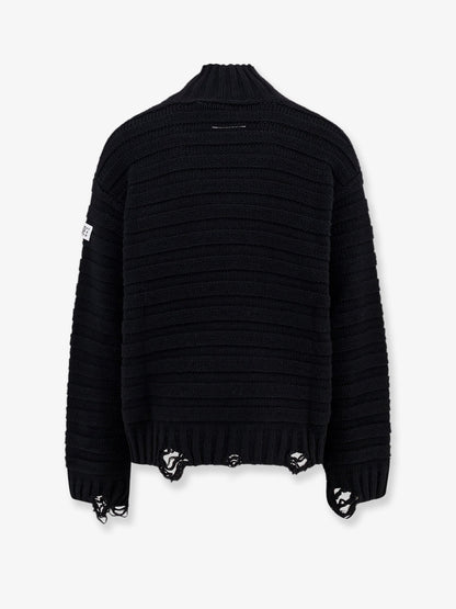 MM6 Maison Margiela Wool blend sweater with distressed effect - Black