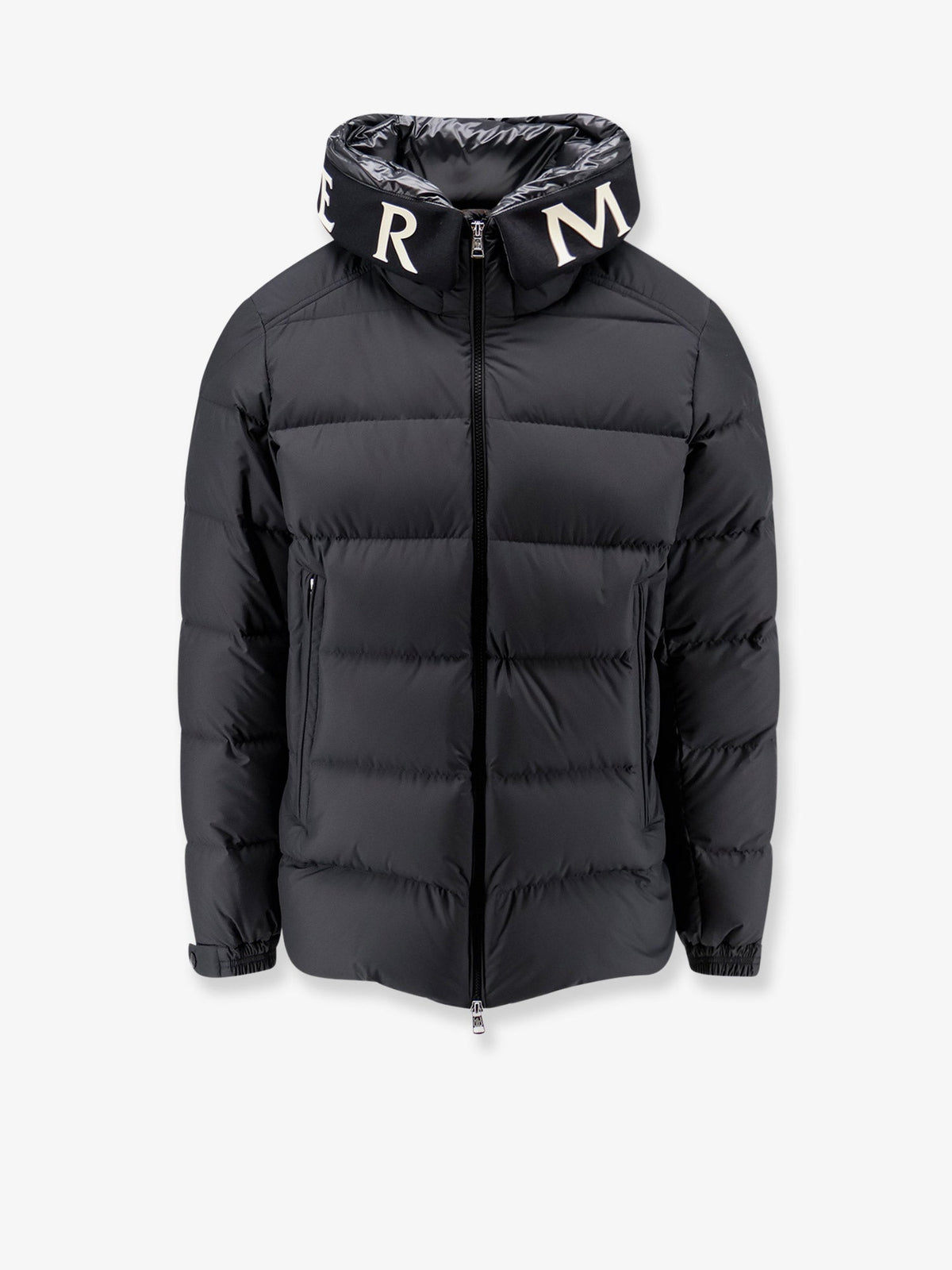Moncler Orvelle nylon down jacket with rubberized Logo detail - Black