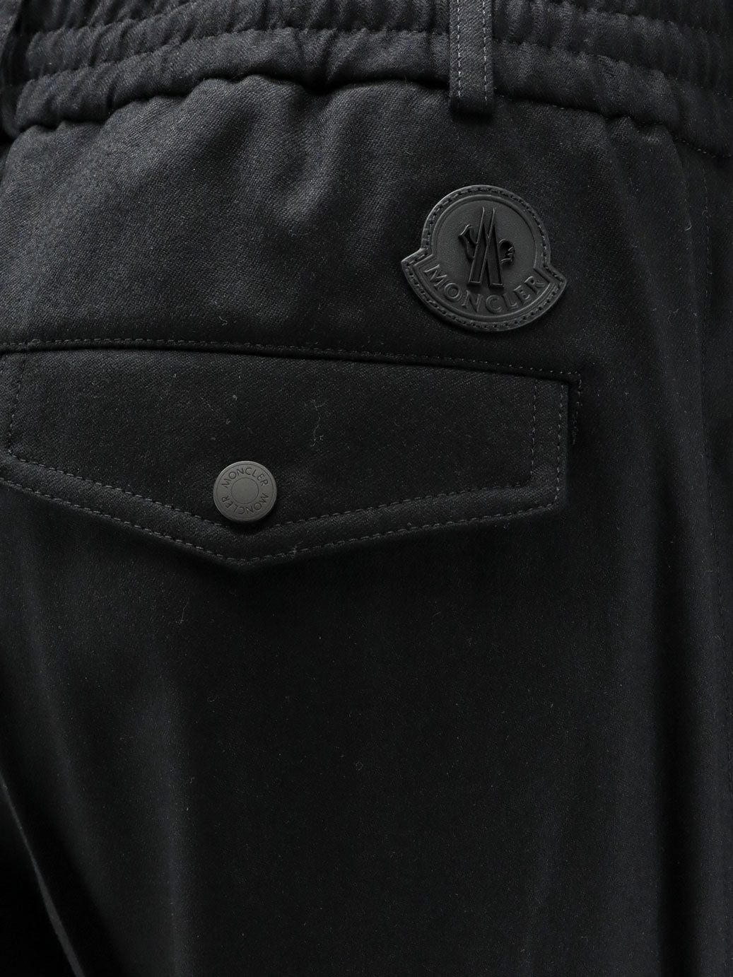Moncler Virgin wool trousers with elastic and drawstring - Black