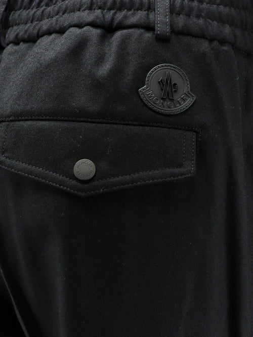 Moncler Virgin wool trousers with elastic and drawstring - Black
