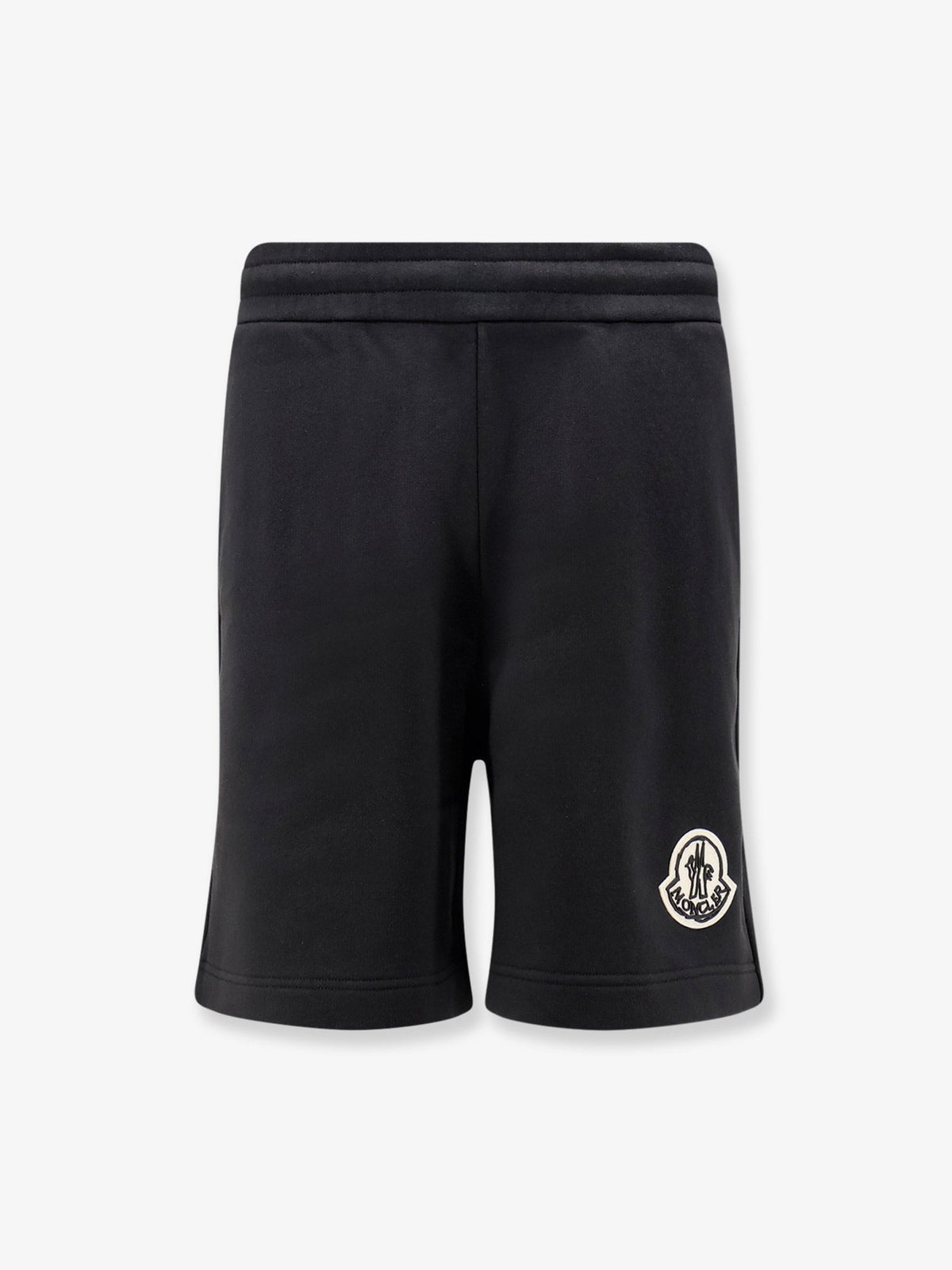 Moncler Cotton bermuda shorts with front logo patch - Nero