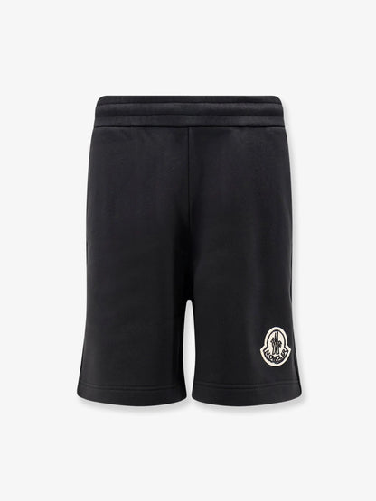 MONCLER - Cotton bermuda shorts with front logo patch