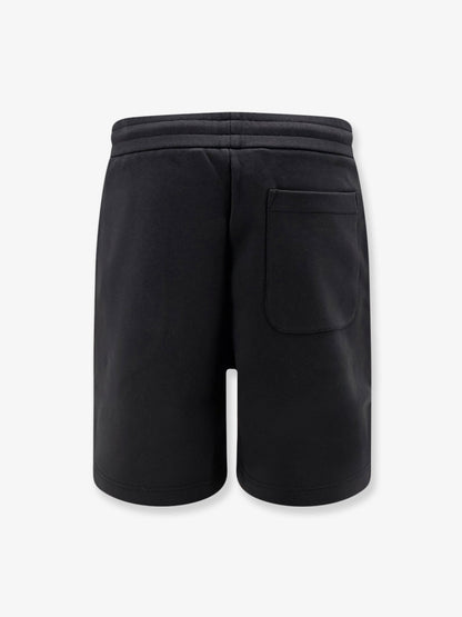 Moncler Cotton bermuda shorts with front logo patch - Nero