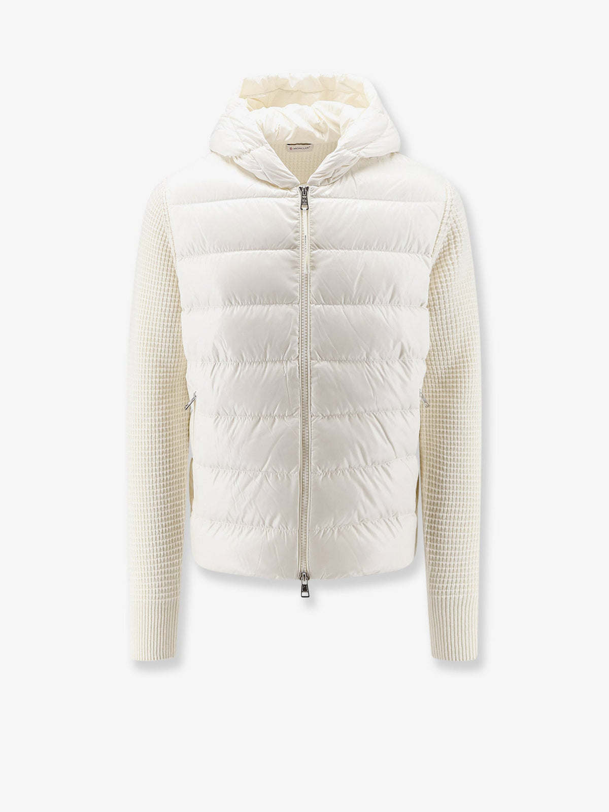 Moncler Nylon jacket with wool and cashmere blend sleeves - Bianco