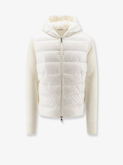Moncler Nylon jacket with wool and cashmere blend sleeves - Bianco