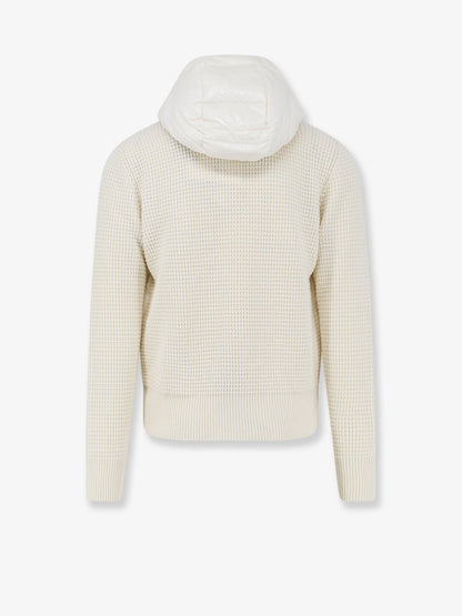 Moncler Nylon jacket with wool and cashmere blend sleeves - Bianco