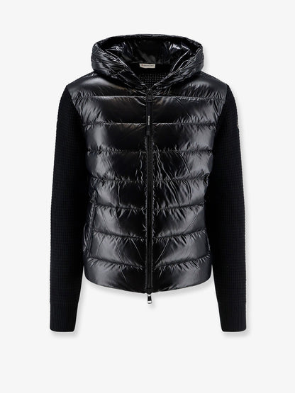 Moncler Nylon jacket with wool and cashmere blend sleeves - Nero