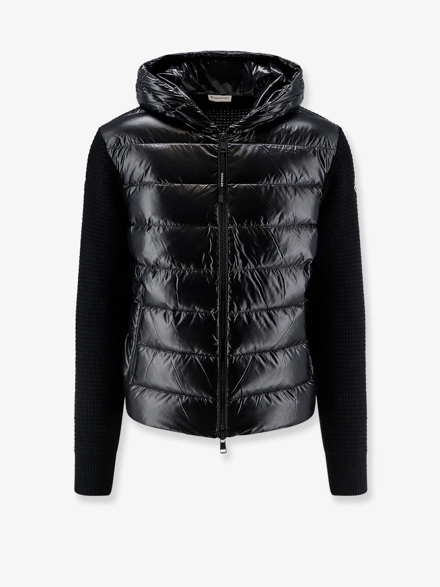 MONCLER - Nylon jacket with wool and cashmere blend sleeves