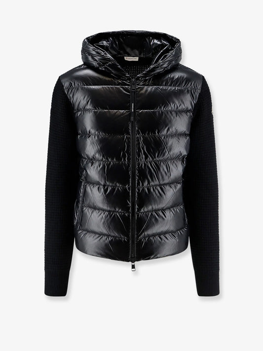 Moncler Nylon Jacket With Wool And Cashmere Blend Sleeves