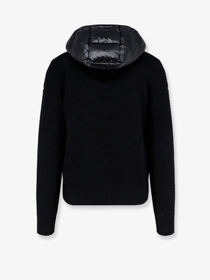 Moncler Nylon jacket with wool and cashmere blend sleeves - Nero