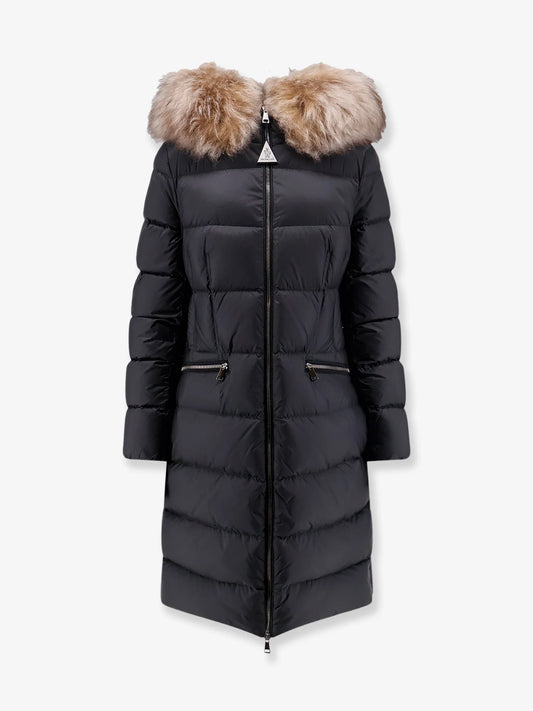 Moncler Boedic Long Down Jacket With Fur Detail