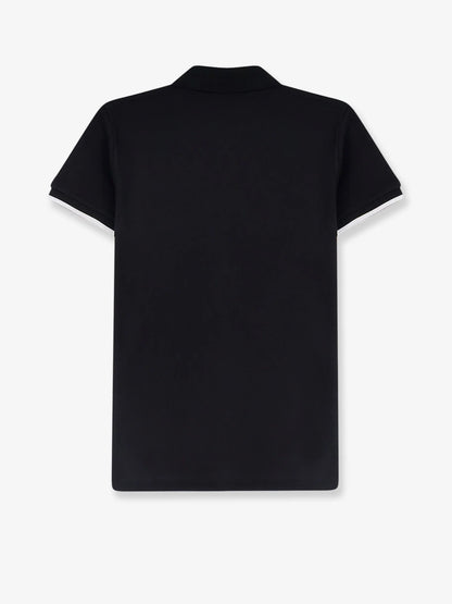MONCLER - Cotton polo shirt with logo patch