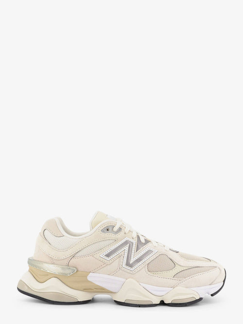 New Balance 9060 Mesh Sneakers with Suede Inserts - White