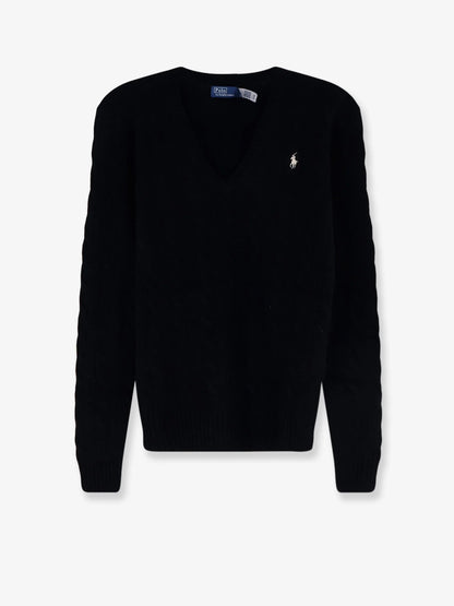 POLO RALPH LAUREN - Wool and cashmere blend sweater with embroidered logo on the front