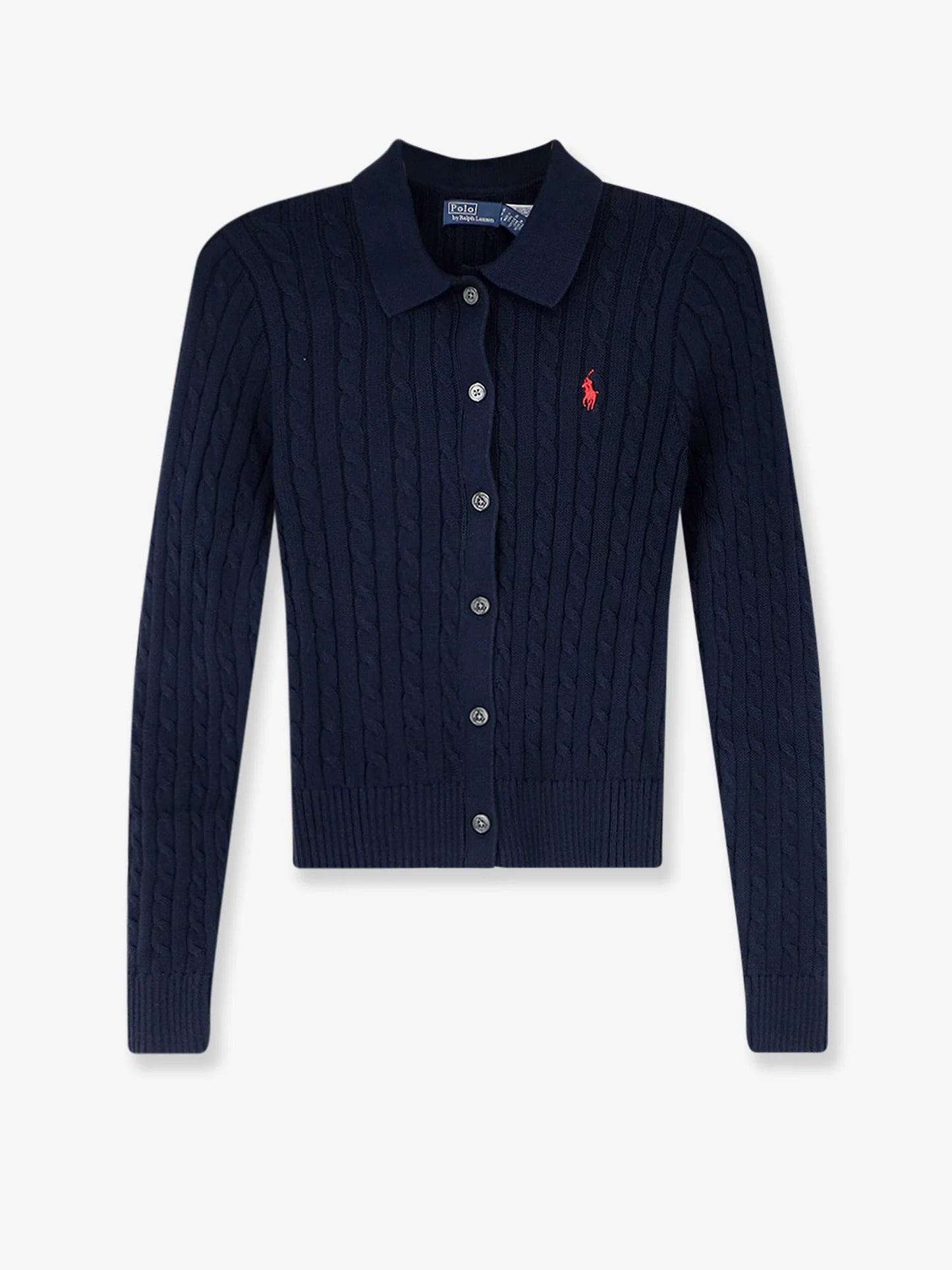 POLO RALPH LAUREN - Cotton cardigan with braided knit