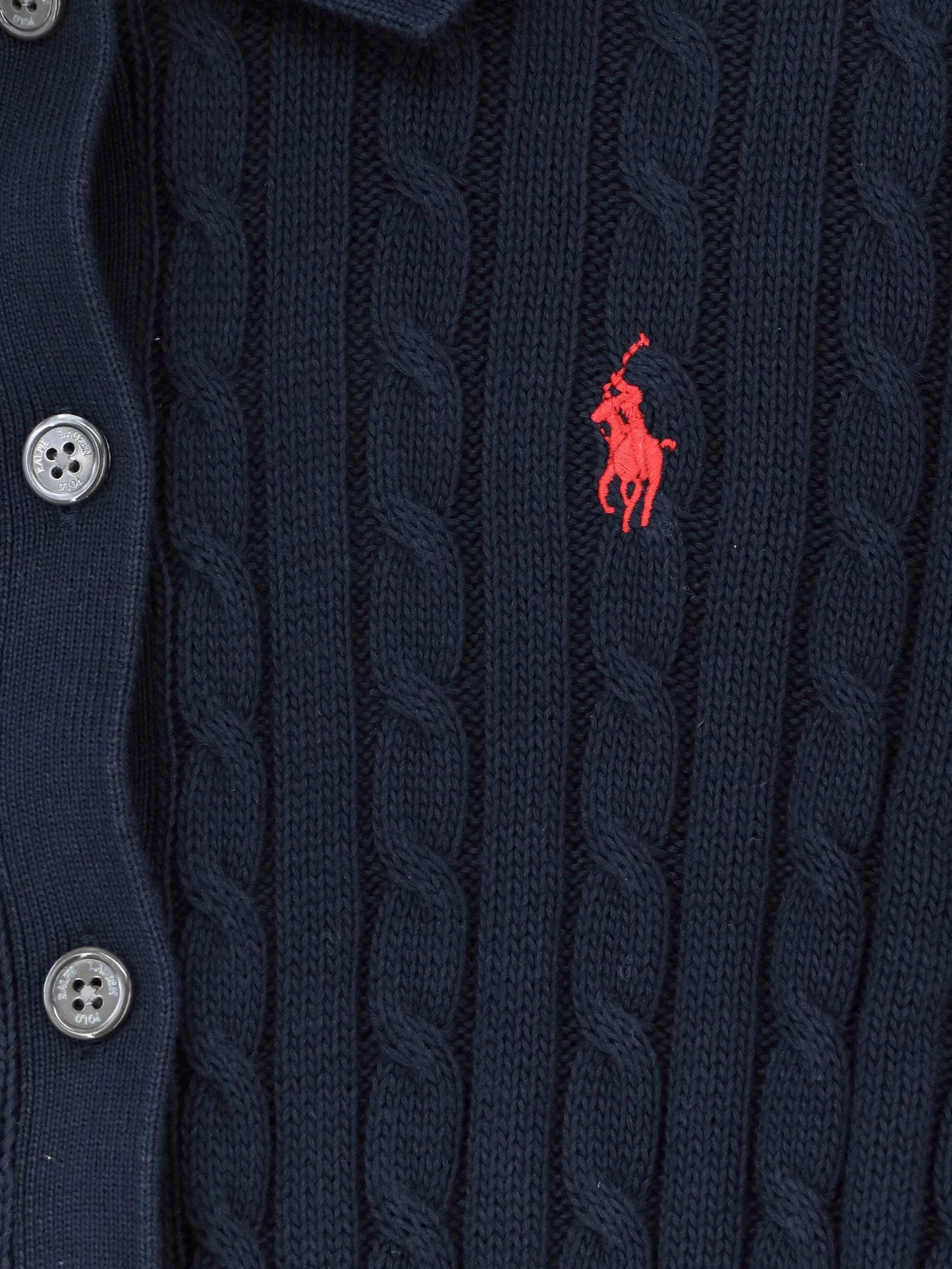 POLO RALPH LAUREN - Cotton cardigan with braided knit
