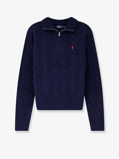POLO RALPH LAUREN - Wool and cashmere blend sweater with contrasting embroidered logo