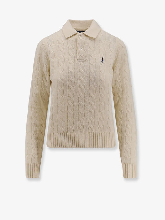 Polo Ralph Lauren Braided Knit Wool And Cashmere Polo Shirt