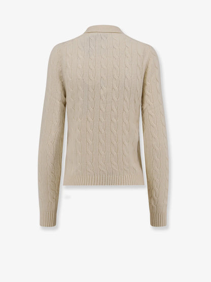 POLO RALPH LAUREN - Braided knit wool and cashmere polo shirt