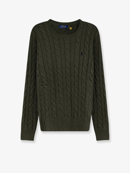 Polo Ralph Lauren Cotton sweater with embroidered logo on the front - Oliveshrubheather