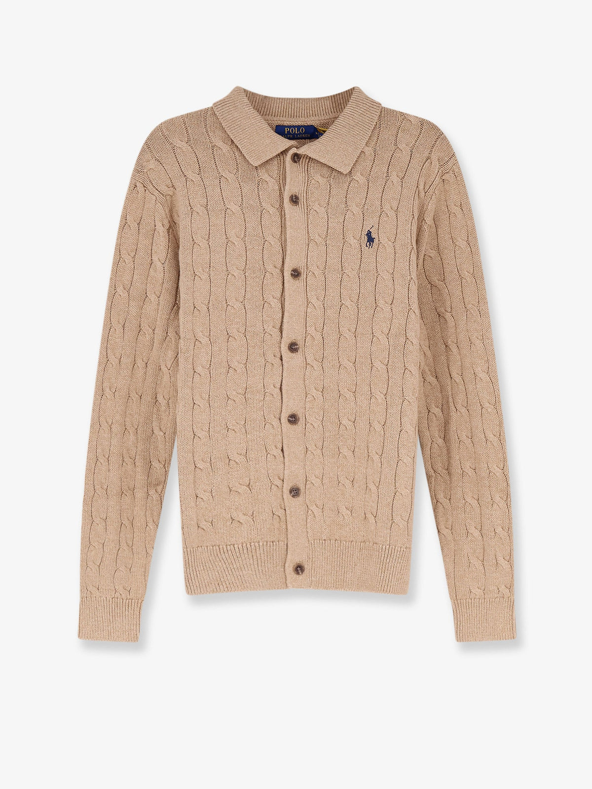Polo Ralph Lauren Cotton cardigan with braided knit - Camelmelange