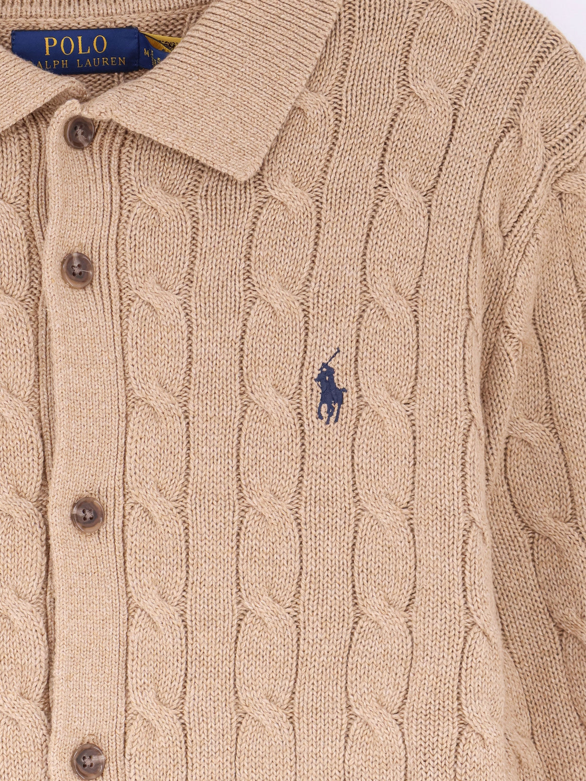 Polo Ralph Lauren Cotton cardigan with braided knit - Camelmelange