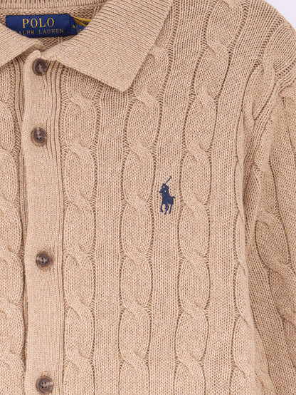 Polo Ralph Lauren Cotton cardigan with braided knit - Camelmelange