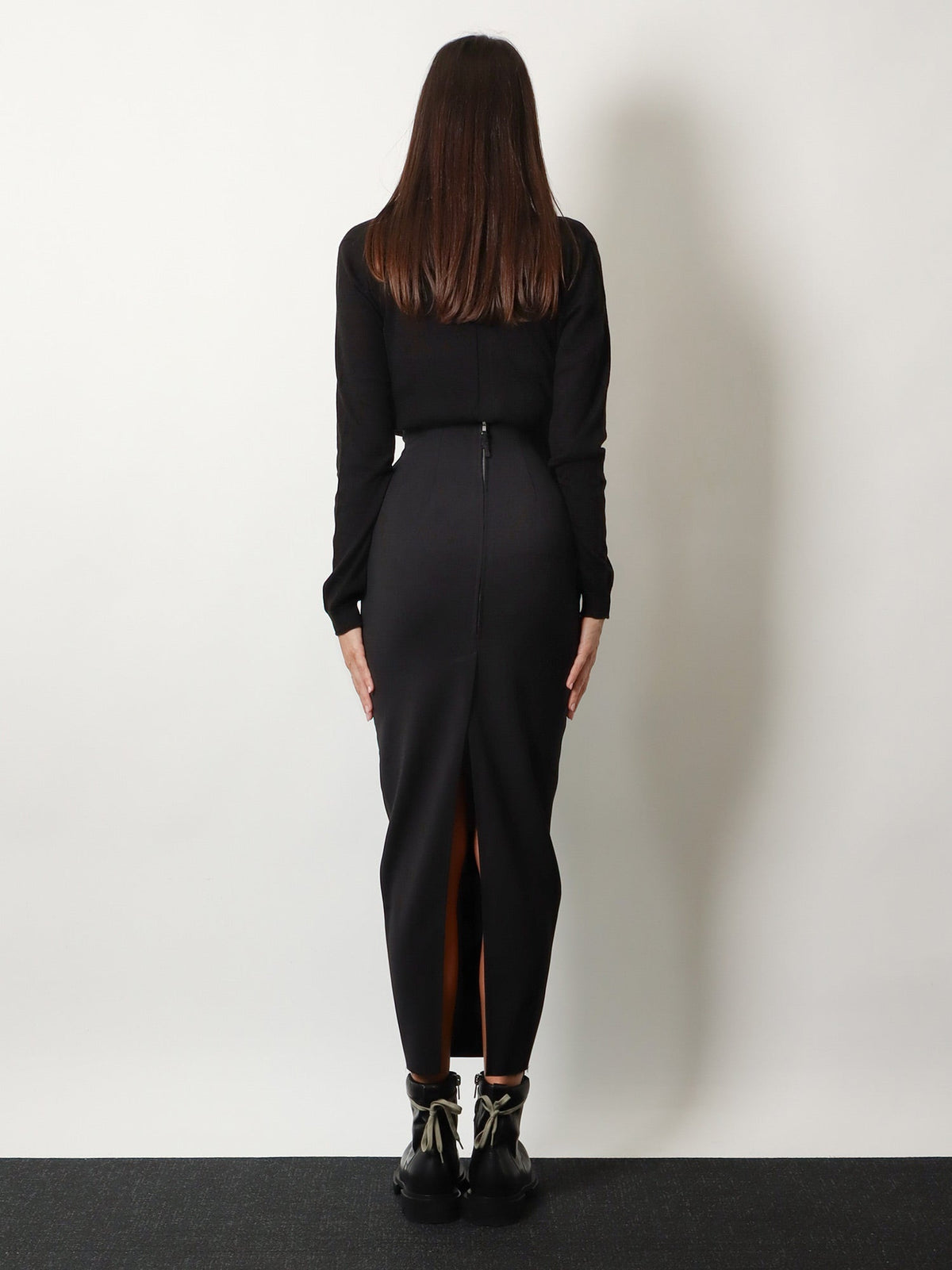 Rick Owens Dirt Pillar Long Stretch Wool Blend skirt - Black