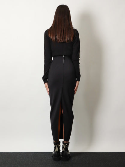 Rick Owens Dirt Pillar Long Stretch Wool Blend skirt - Black