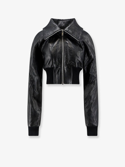 Rick Owens Dracuflight Cropped Leather Jacket - Black