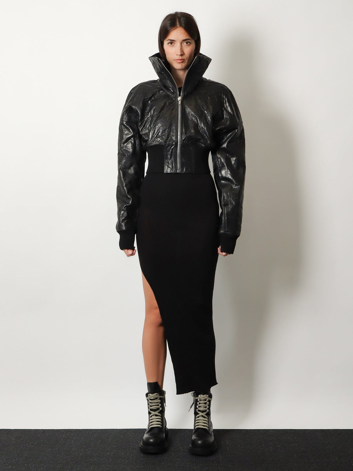 Rick Owens Dracuflight Cropped Leather Jacket - Black