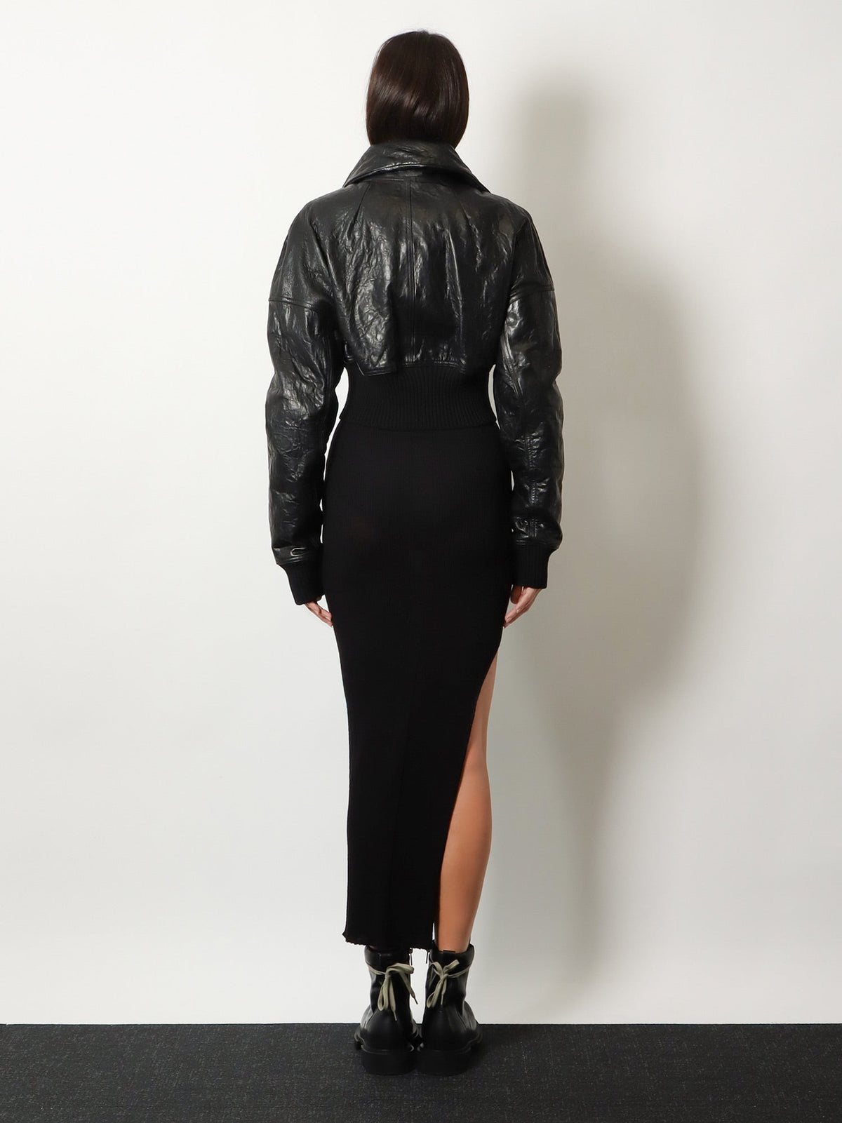 Rick Owens Dracuflight Cropped Leather Jacket - Black