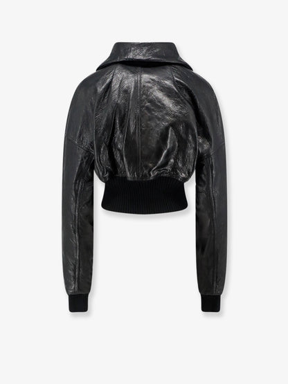 Rick Owens Dracuflight Cropped Leather Jacket - Black