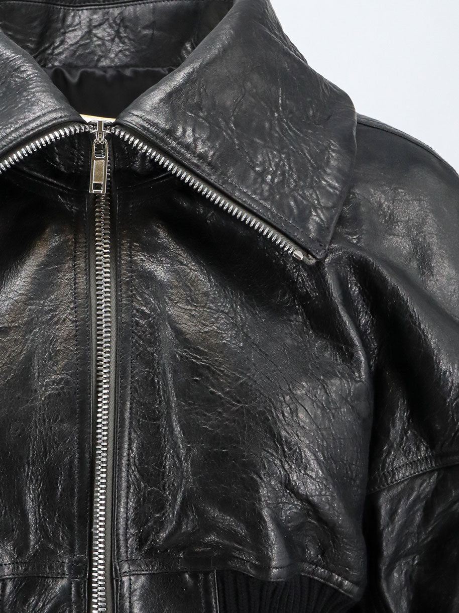 Rick Owens Dracuflight Cropped Leather Jacket - Black