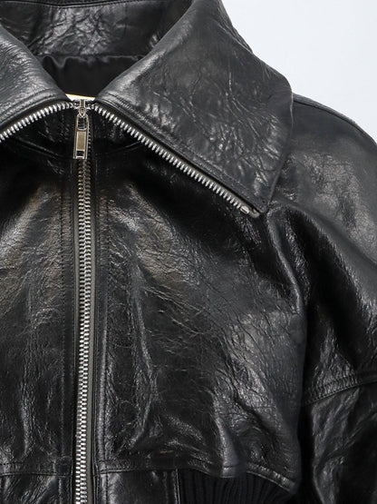 Rick Owens Dracuflight Cropped Leather Jacket - Black