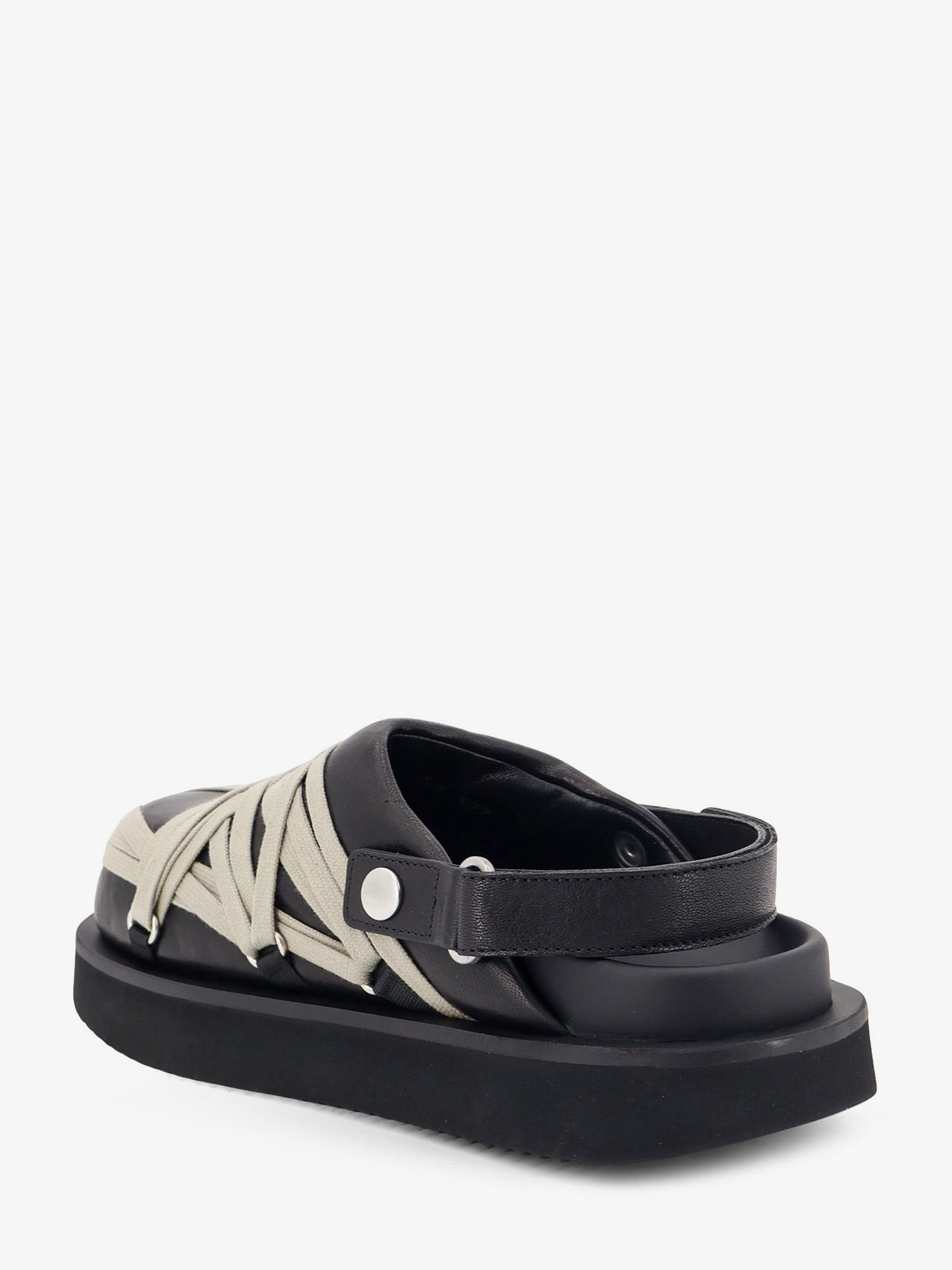 Rick Owens Padded Megalace Platform leather sandals - Blackpearl