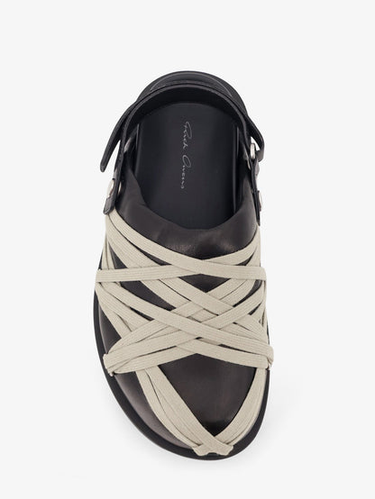 Rick Owens Padded Megalace Platform leather sandals - Blackpearl