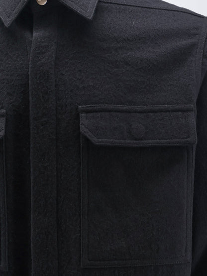 Rick Owens Cotton and Wool Outershirt - Black