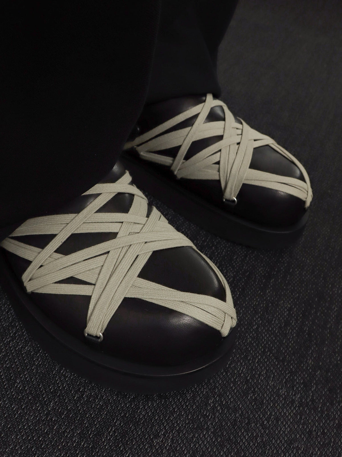 Rick Owens Megalace leather sandals - Blackpearl