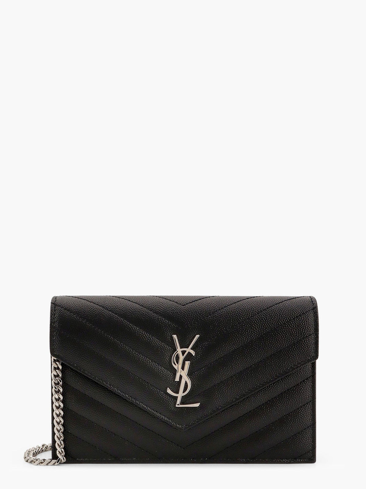Saint Laurent Cassandre Pochette grain-de-poudre leather crossbody bag - Nero