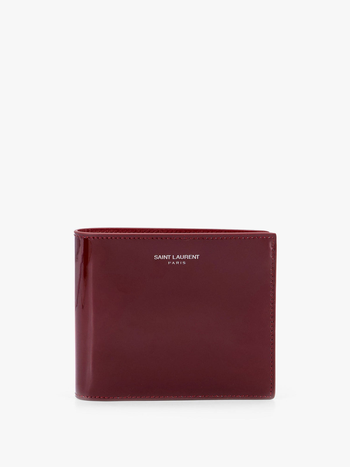 Saint Laurent Patent leather wallet with engraved logo on the front - Rosso