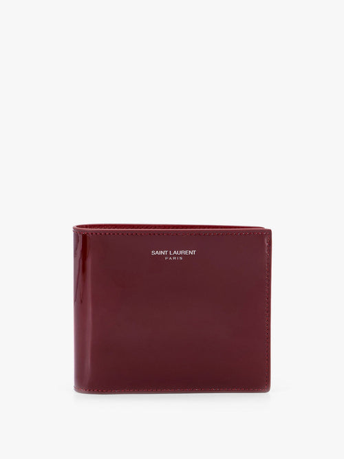 Saint Laurent Patent leather wallet with engraved logo on the front - Rosso