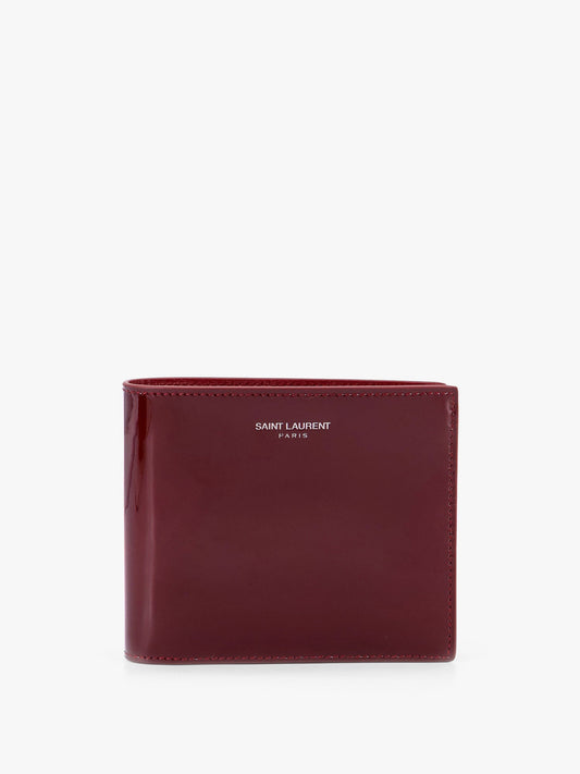 Saint Laurent Patent leather wallet with engraved logo on the front - Rosso
