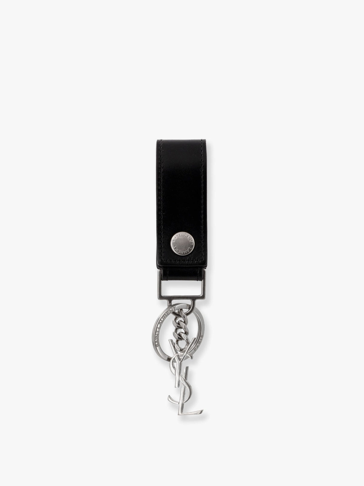 Saint Laurent Cassandre leather key ring - Nero