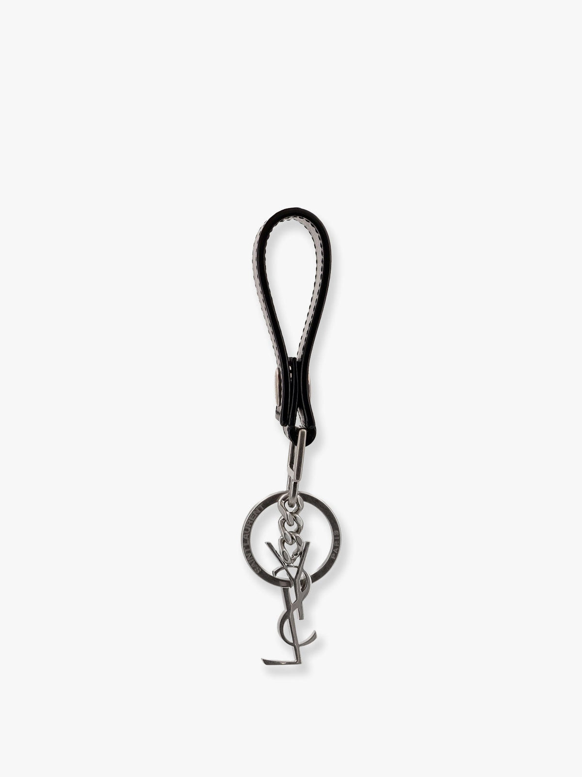 Saint Laurent Cassandre leather key ring - Nero